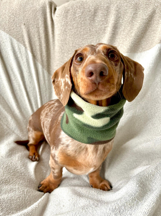 Handmade Army Polar Fleece Dog Snood – Personalised Option