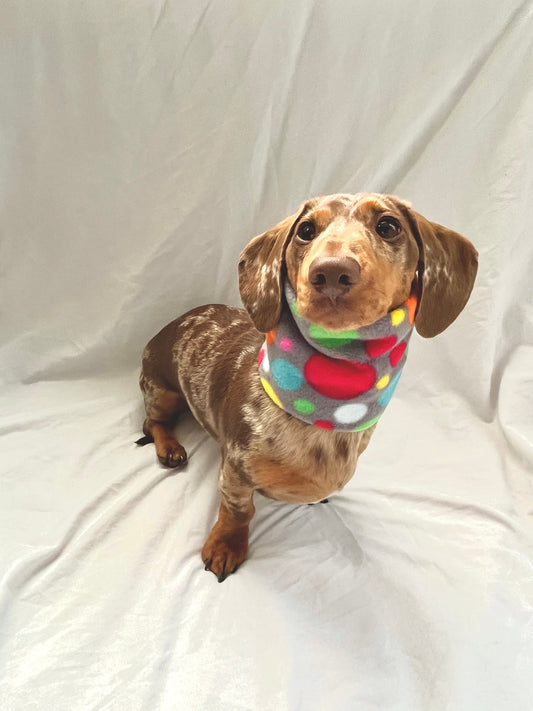 Handmade Polka Dot Polar Fleece Dog Snood – Personalised Option