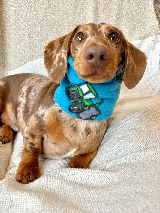 Handmade Tractor Polar Fleece Dog Snood – Personalised Option