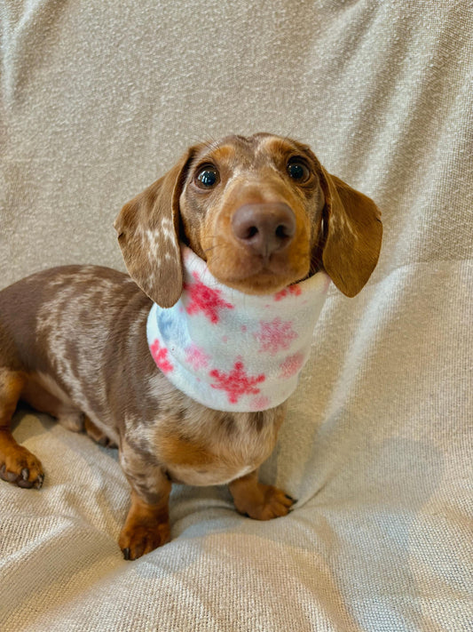 Handmade Snowflake Polar Fleece Dog Snood – Personalised Option