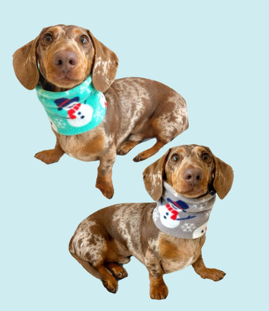 Handmade Snowman Polar Fleece Dog Snood – Personalised Option
